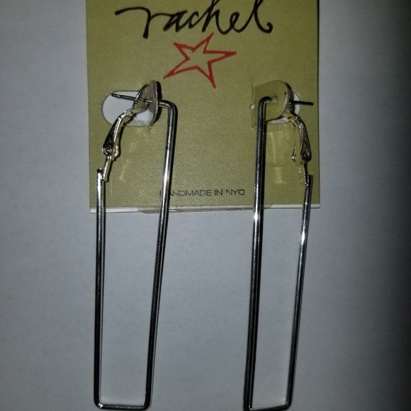 ✅#1026S Rachel NYC RARE Elegant Gorgeous Silver Bar Earrings & Wire Necklace - Picture 10 of 15